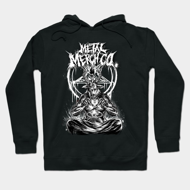 Baphomet Back & White Hoodie by MetalMerchCo